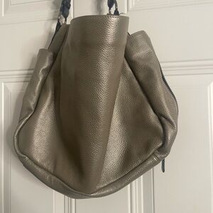 Grey leather handbag